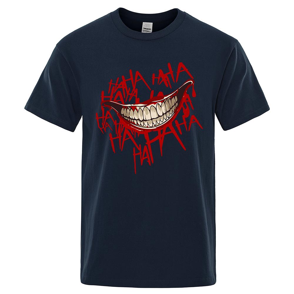 Evil Clown Smile Printing Tops Men Women Casual Tee Clothes T-Shirts Crewneck Summer T-Shirt Sweat Cotton Loose T Shirt Couple