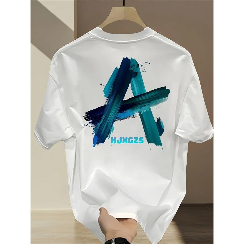 Men's 100% Cotton Graphic T-Shirt - Bold Letter Print, Regular Fit Short Sleeve Summer Tee, Machine Washable Casual Top