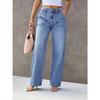 Jeans pour femmes bleu clair à jambe large et droite - Pantalon en denim élégant et confortable pour une mode sans effort