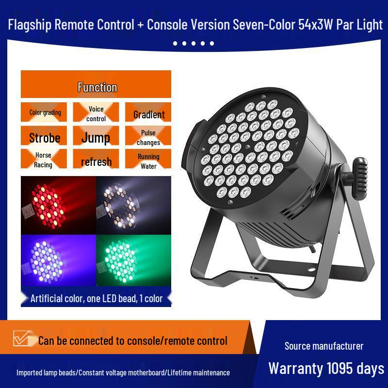 54-Piece 3W Full Color LED Stage Lights for Weddings and Events