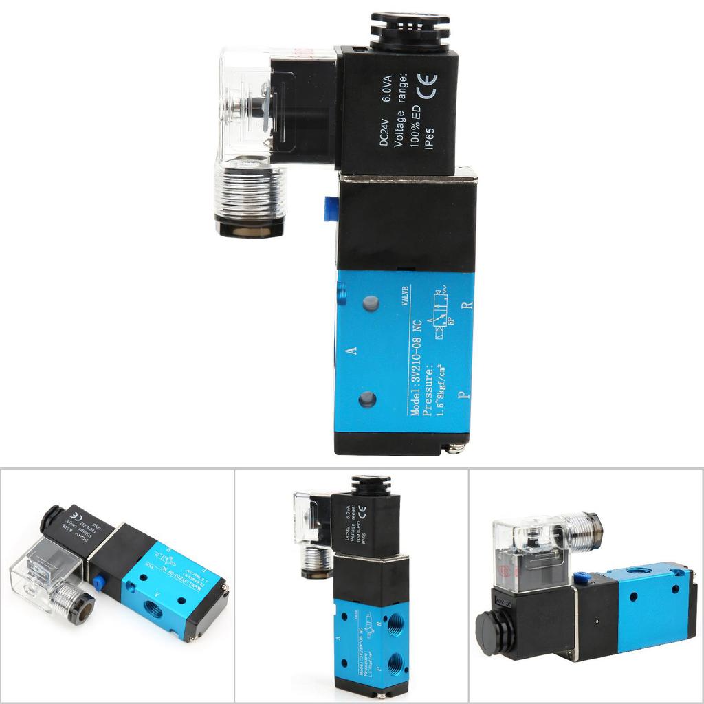 3V210 08 2 Position 5 Way Solenoid Valve PT1 4in 1.2MPa 170Psi Solenoid Valve IP65(DC24V)