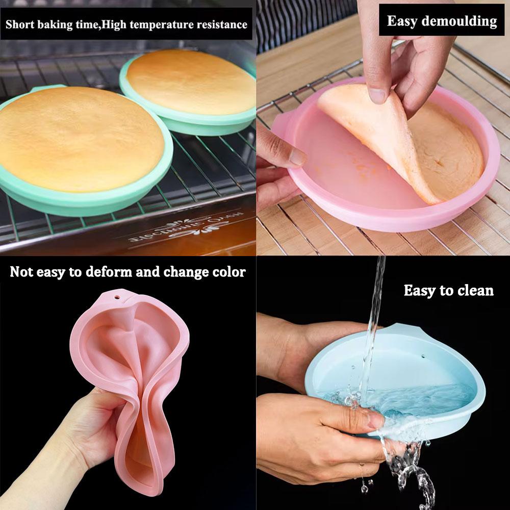 Silicone World 6/8 Zoll Silikon-Kuchenformen DIY Mousse Regenbogen Schichtkuchenform Runde Herzförmige Backform Backwerkzeuge