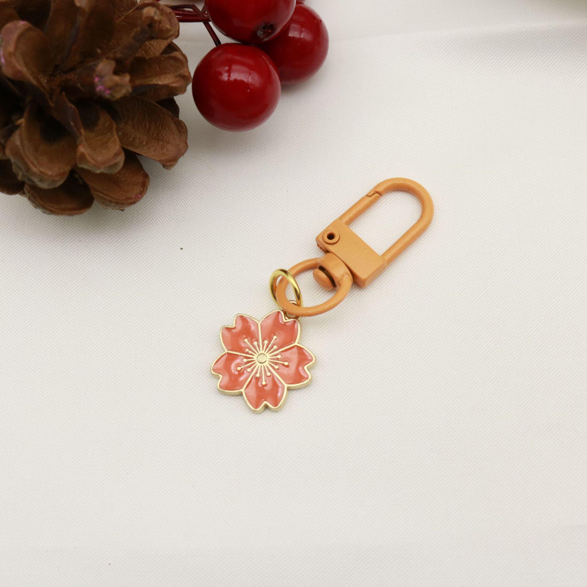 Romantic Cherry Blossom Keychain - Cute Heart Pendant for DIY Jewelry & Gifts