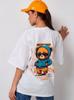 Street Hip Hop Bear Printed T-shirt Men Women Casual Loose Oversized Short Sleeve Unisex Short Sleeved Male Female Clothing