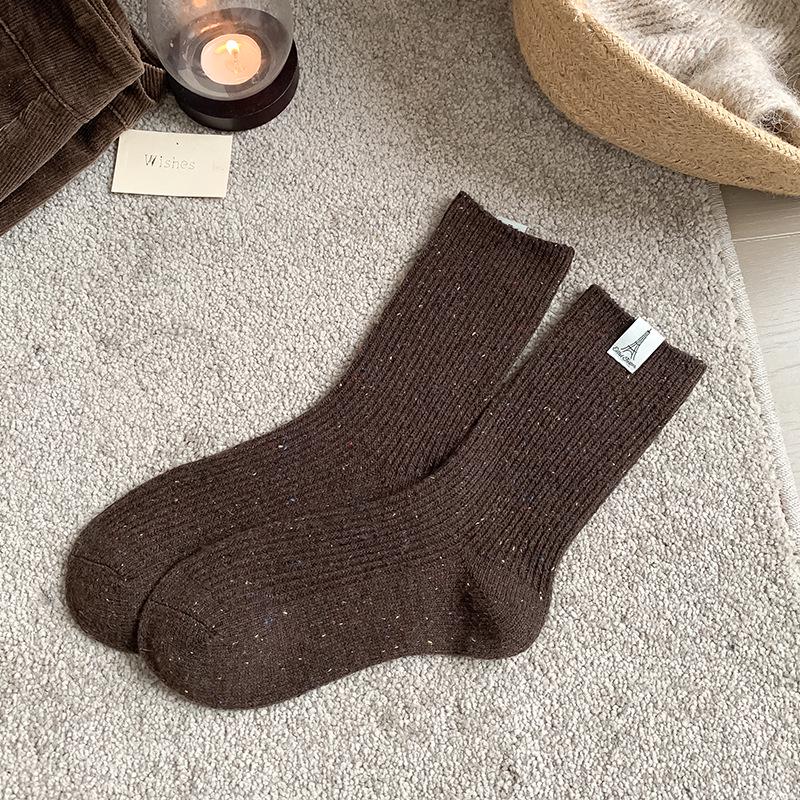 Women's Thickened Mid-Calf Cashmere Wool Socks - Warm Winter Dot Pattern