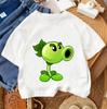 Summer Crew Neck T Shirt For Boys Girls Casual Daily Wear Plants Vs Zombies Cute Kawaii Cartoon Fashion Street Style 314Y