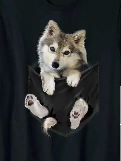 

Wolf White Pup In Pocket Cute Puppy T-Shirt 100% Cotton O-Neck Summer Short Sleeve Casual Mens T-shirt Size S-3XL - Men s Sum... S