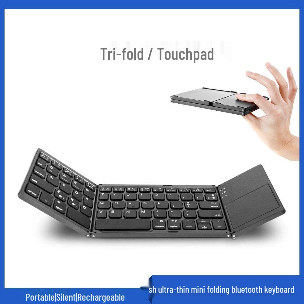 Upgraded B033 Plus Tri-Fold Bluetooth Keyboard with Touchpad & Type-C Charging