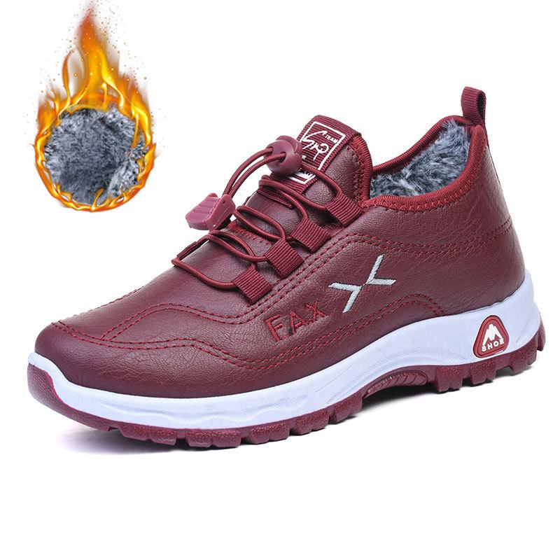 

Хлопковые туфли женские зимние водонепроницаемые, мягкие, теплые, с толстой подошвой, нескользящие, с мягкой подошвой 41 красный