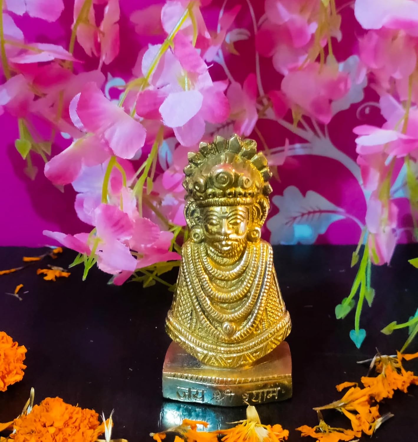 100% Pure Brass Khatu Shyam Idol, Khatu Shyam Murti For Home Decor & Puja Room