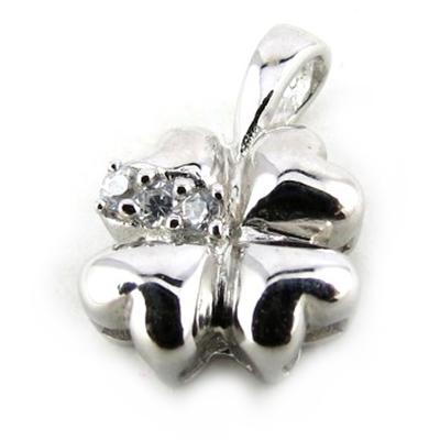 [N1382] - White '4 Leaf Clover' Silver Pendant