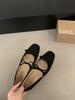 French Retro Double Bow Inner Height Increase Mary Jane Shoes Women's 2025 Autumn New Light Mouth Suede Ballet Shoes