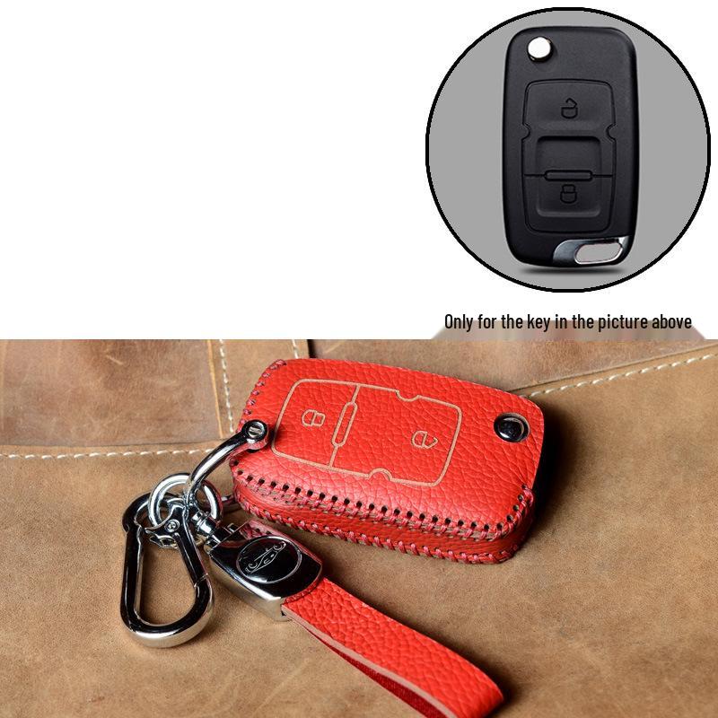 Key Case Protection Cover for Geely Models: New Emgrand GS, GL, Boyue, Vision X6/X3, S1, Borui, EC7 - Cowhide with Buckle.