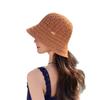 Hat Women'S Knitted Basin Hat Summer Sunscreen Visor Hat Hollowed Out And Breathable, Split Fork Bucket Hat Fashionable And Small Face