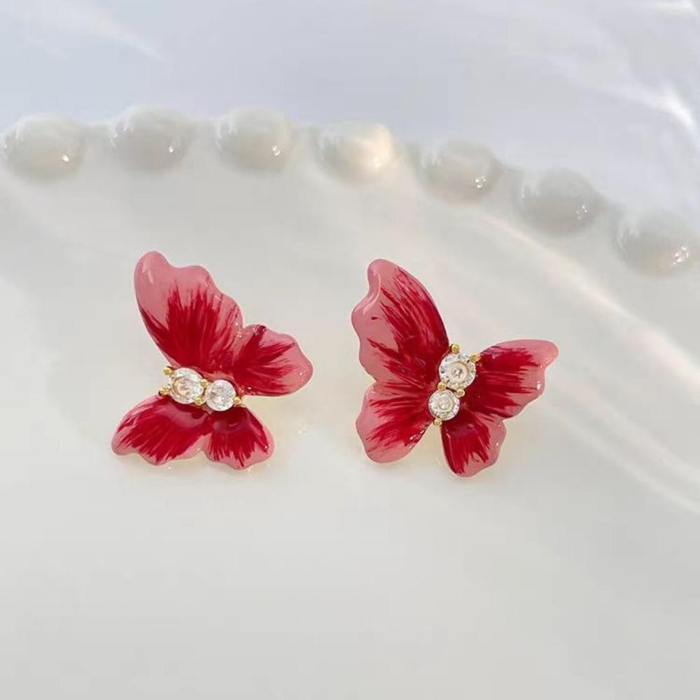 

Женские серьги-бабочки, нишевые серьги высокого класса, стильные и универсальные серьги красный
