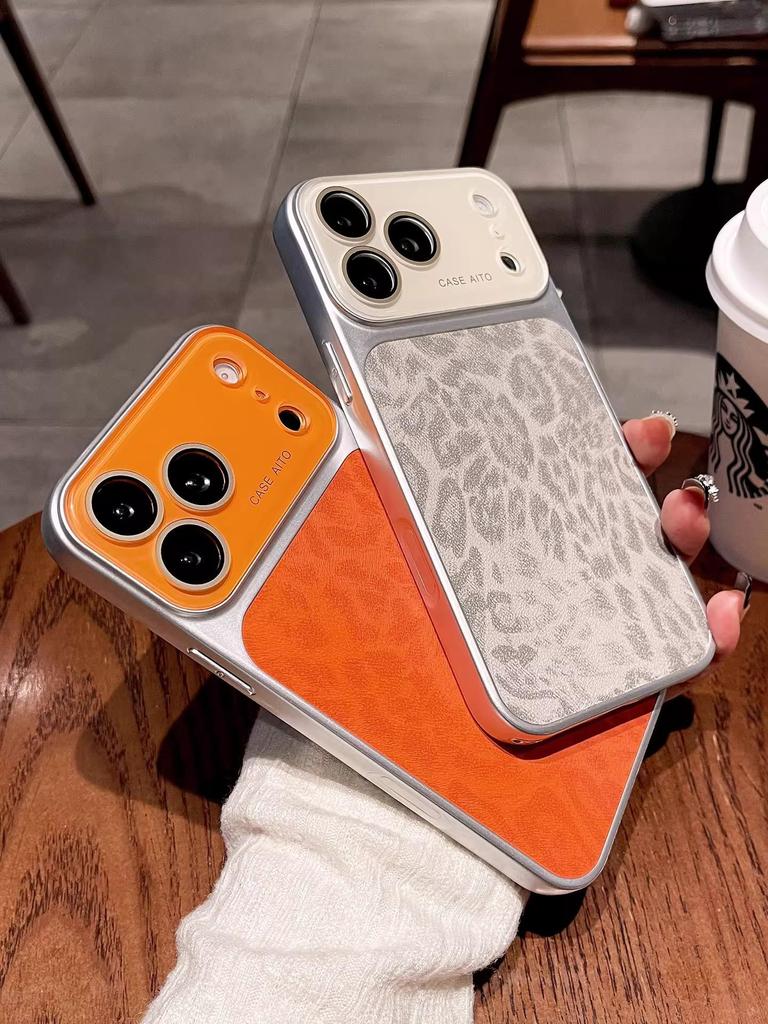 iPhone 17 Pro Max Leopard Leather Print Case with Large Window and Full Coverage Drop Protection