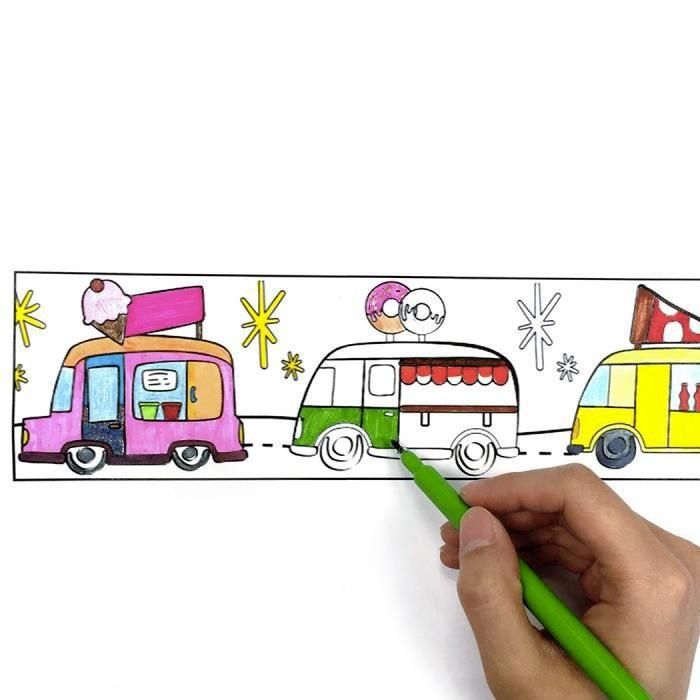 Masking tape large à colorier - GRAINE CREATIVE - Camionnettes - 4,6 cm x 5 m - Repositionnable - Mixte