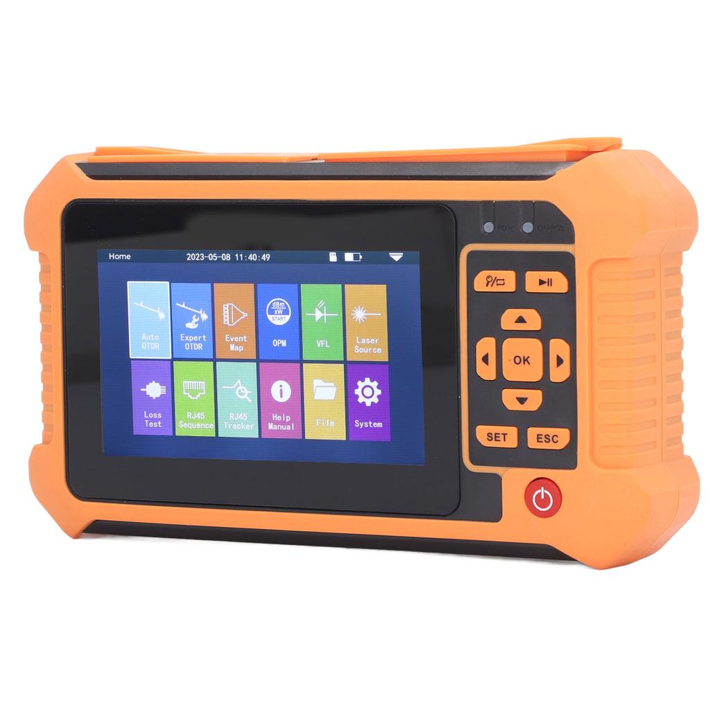 OTDR Fiber Optic Tester 1625nm Optical Time Domain Reflectometer Obstacle Finder 4.3in LCD Touch Screen 100‑240V US Plug