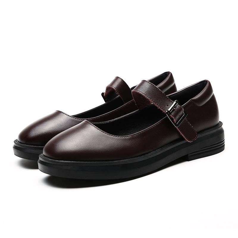 Coarse Heel Shoes Medium Heel Hepburn Shoes Mary Jane Shoes Women's Retro Small Leather Shoes Uniform Shoes Single Shoes Shoes Shoes