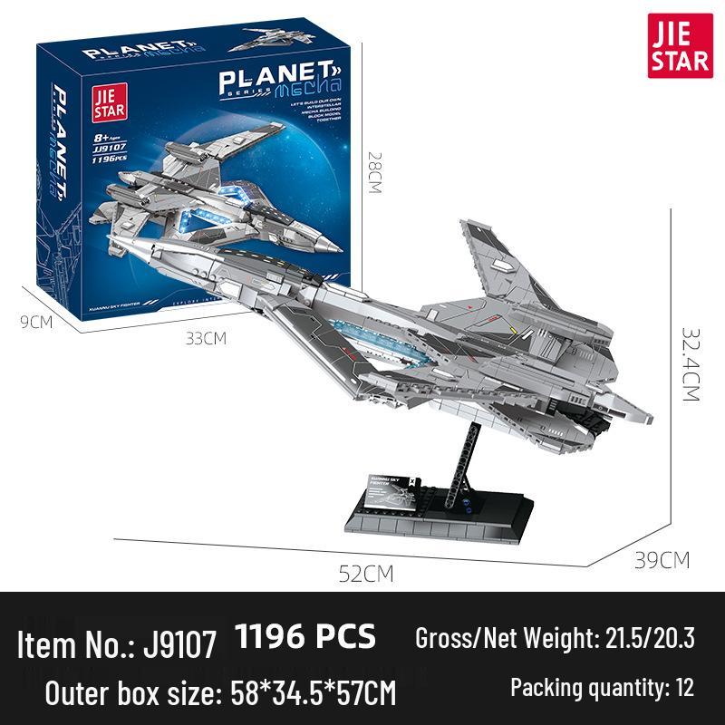 South Heaven Gate Xuannv JJ9107 & White Emperor JJ9108 Aerospace Fighter Model Assembly - Jiestar Building Blocks