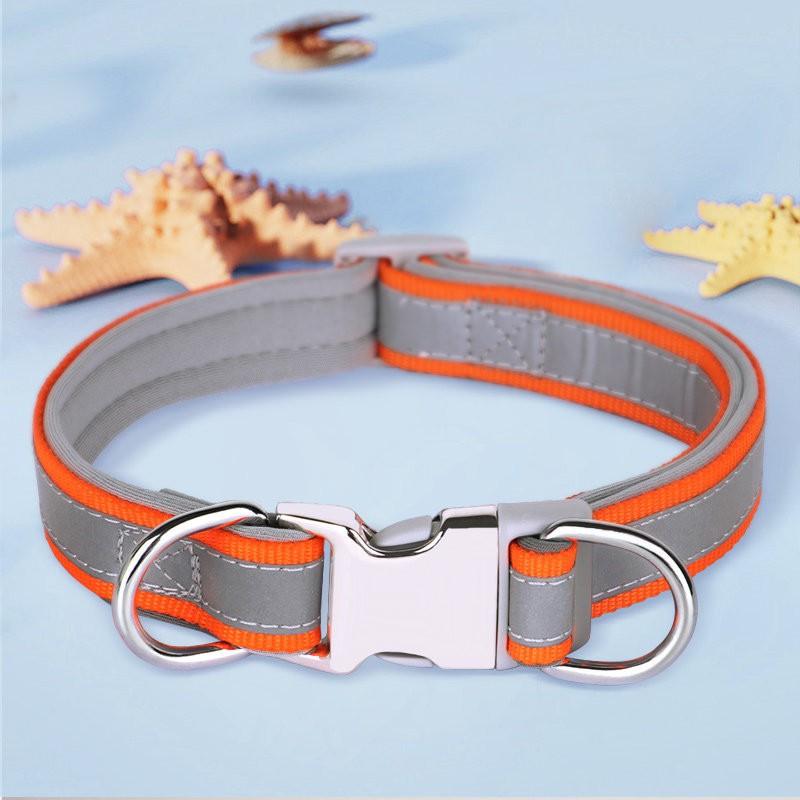 Reflective Dog Collar Small Medium Dogs Adjustable Non-Choke Pet Neck Strap With Engraving Option