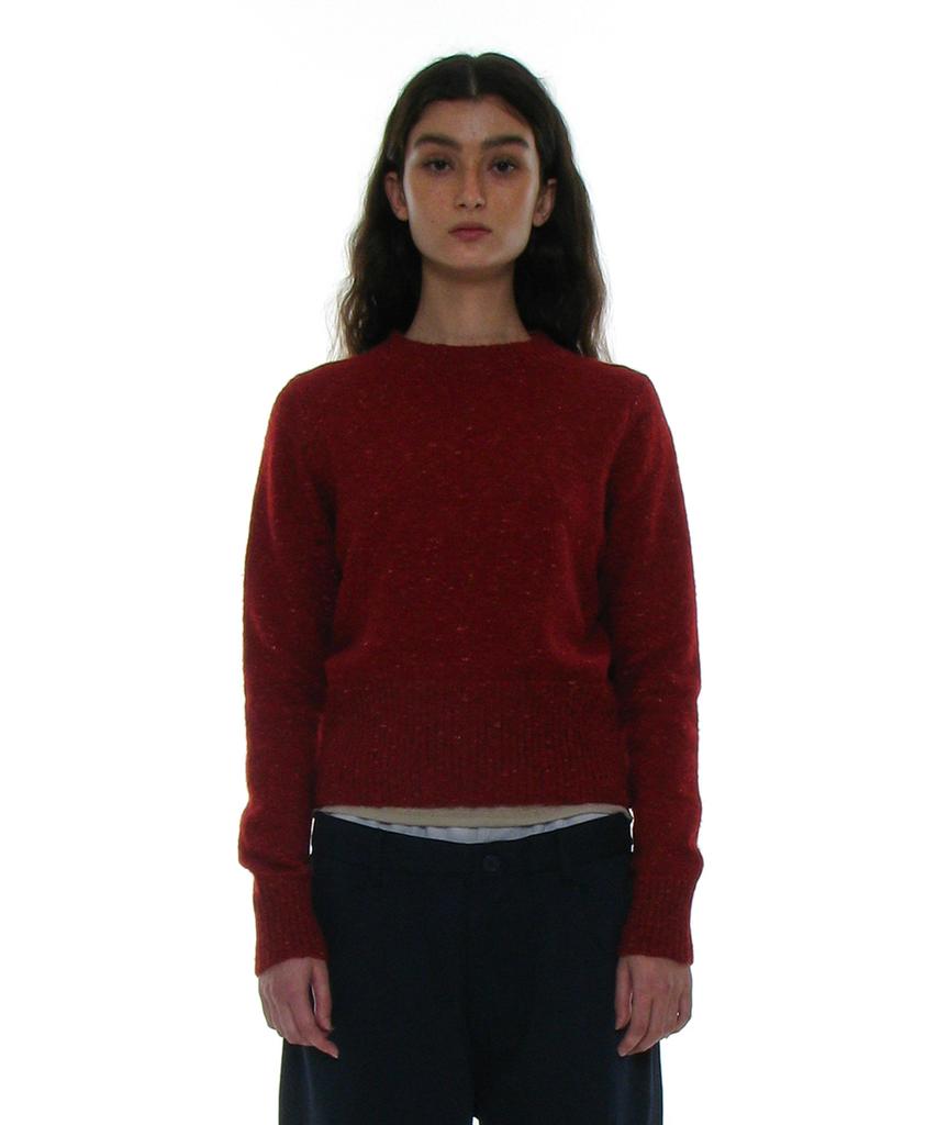PARTIMENTO WOMEN Gradient Wide Rib Knit Crew Neck_Red