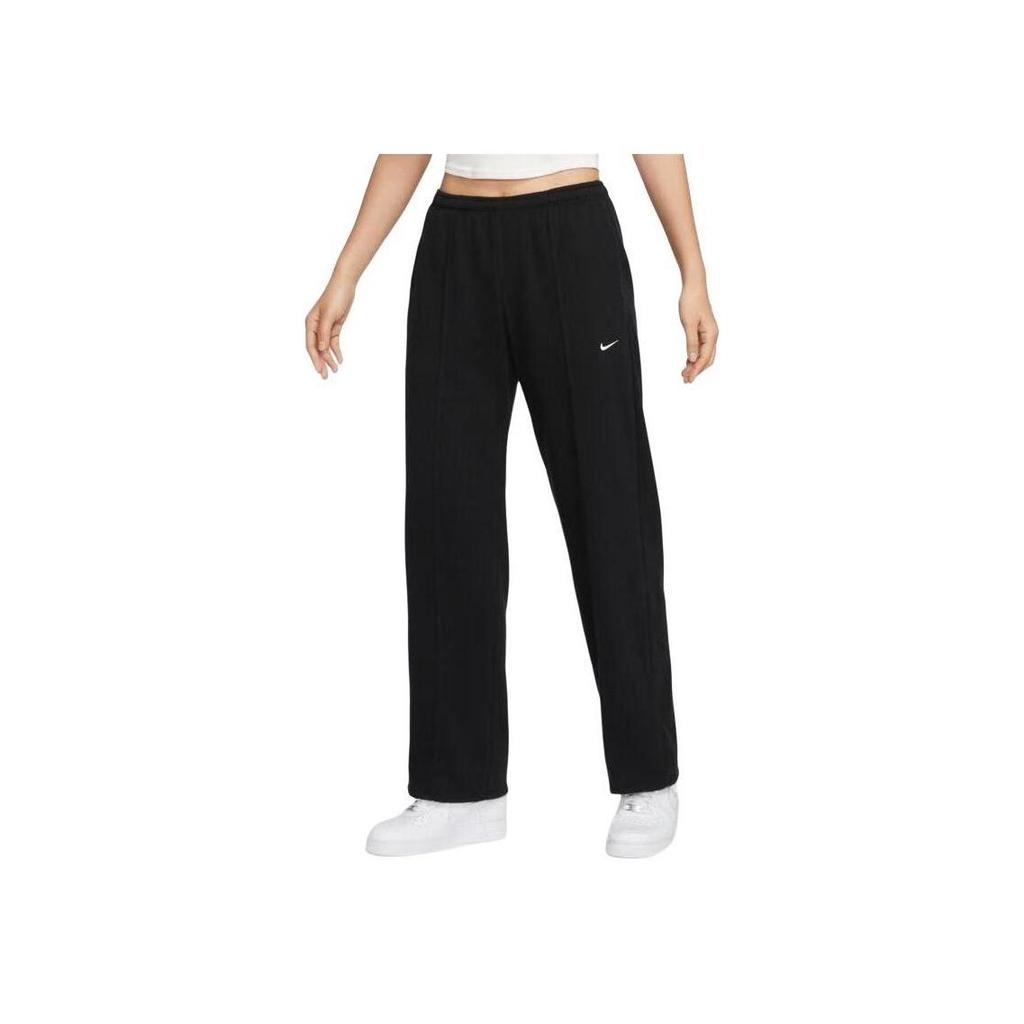 Nike Sportswear Chill Terry Solid Color Logo Mid Waist Comfortable Casual Knit Sports Pants Women Bottoms Black HF6459-010