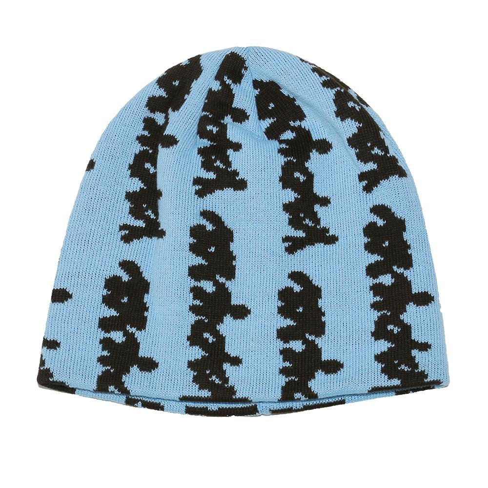 Cold Hat Women's Korean Version Trendy Brand Versatile Knitted Hat Personalized Sanskrit Alphabet Jacquard Pullover Ear Protection Knitted Hat Men's