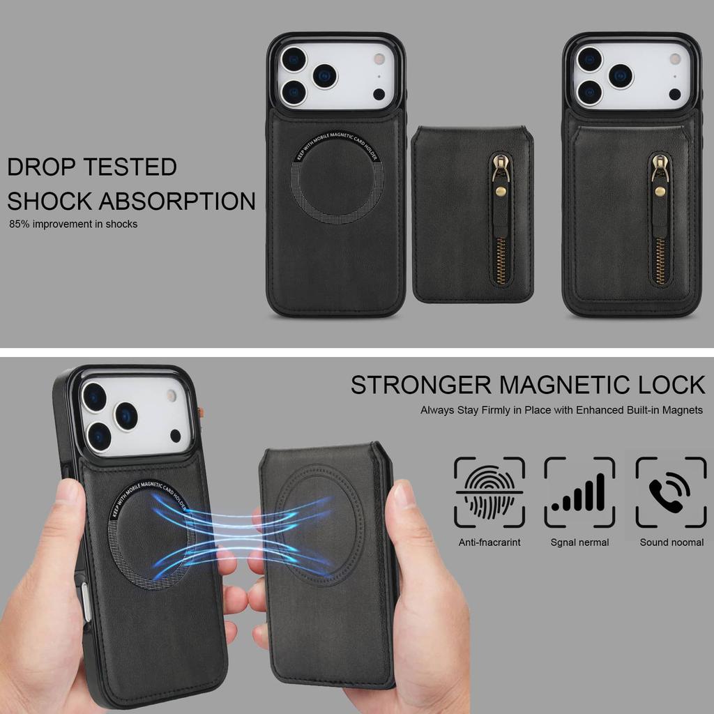 Magnetic 2-in-1 Detachable Wallet Case for iPhone 17 Pro Max/Air/17 Pro, Flip Kickstand Cover with Card Holder for Women Men