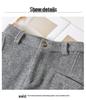 Women's Gray Wool Tweed Wide-Leg Cropped Pants with Velvet Lining - Autumn/Winter New Style