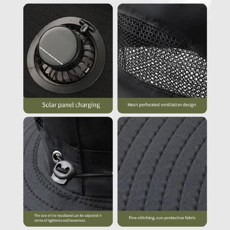Outdoor Solar Fan Hat Neck Coverage Quickly Dry Fabric Hat Adjustable Sun Hat Sweat Absorbing Solar Fan Hat for Outdoor