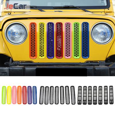 ABS Car Front Mesh Grille Decoration Racingert Grills Stickers For Jeep Wrangler TJ 1997-2006 Car Exterior