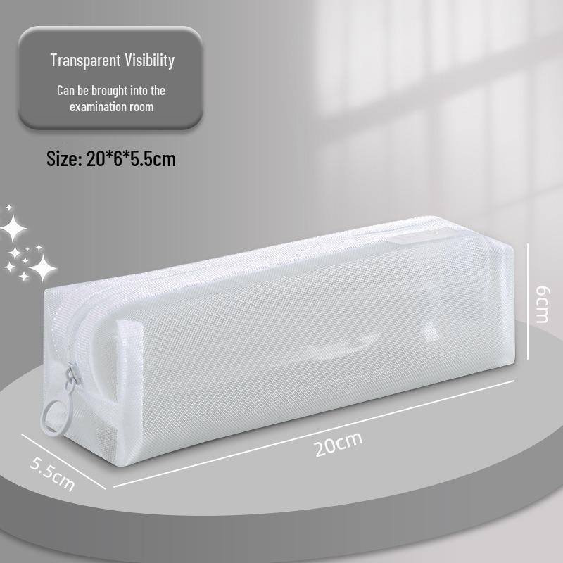 

Large Transparent Mesh Double-Layer Pencil Case for Students