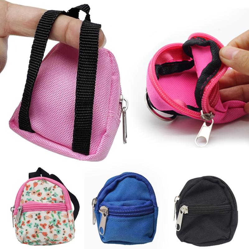Doll Miniature Bag Toys For Bjd Dolls Zipper Backpack Cute Flower Schoolbag Dollhouse Decor Rucksack Dolls Clothes Accessories