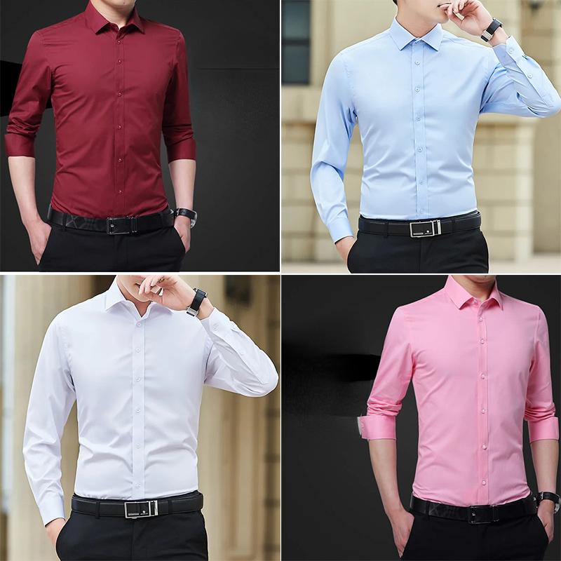 Nova camisa social masculina plus size 8XL cor sólida fashion clássica básica casual slim branca manga comprida roupas de marca