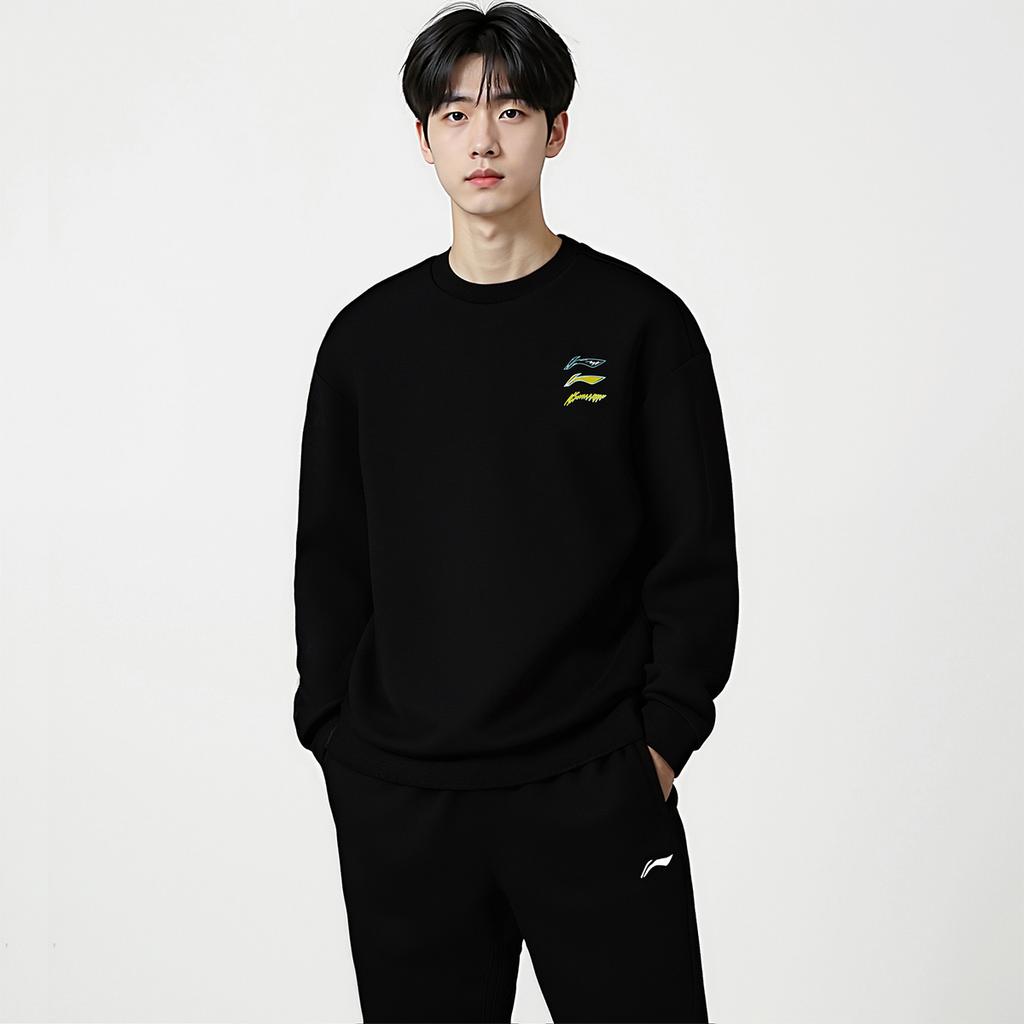 Li Ning Casual Loose Round Neck Logo Skin-Friendly Soft Sweatshirt Unisex sweatshirt AWDVH01-1