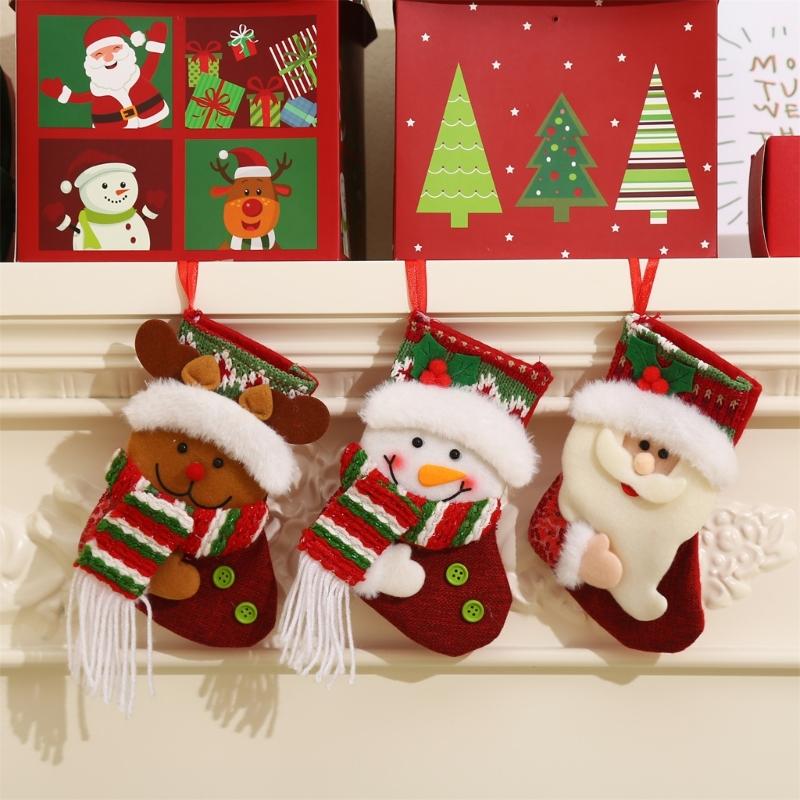 Christmas Stocking Christmas Decorations Goodie Bag Gift Fireplaces Xmases Tree Stocking Ornament for Holiday Family