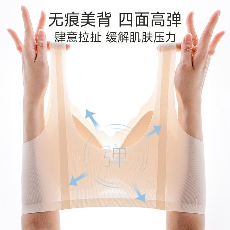 Underwear women's big breasts show small lifting and gathering invisible shock-proof sports vest type large size girl bra summer thin
