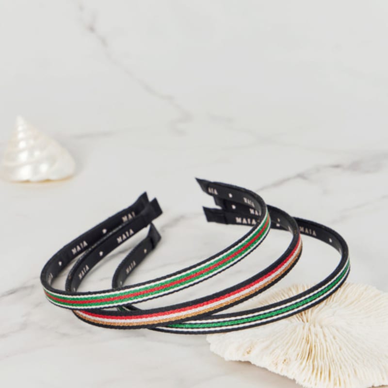 

Полосатые повязки на голову MAIA (Выберите 2) - Зеленый, Серебристо-красный, Черный Silver Red