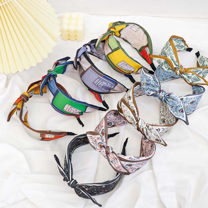 New Summer Bohemian Print Rabbit Ear Hair Bands Wide Headbands National Style Flower Printing Hair Accessories Head Wrap