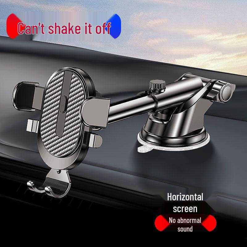 Carbon Fiber Car Phone Holder with Retractable Suction Cup & Vent Mount чёрный
