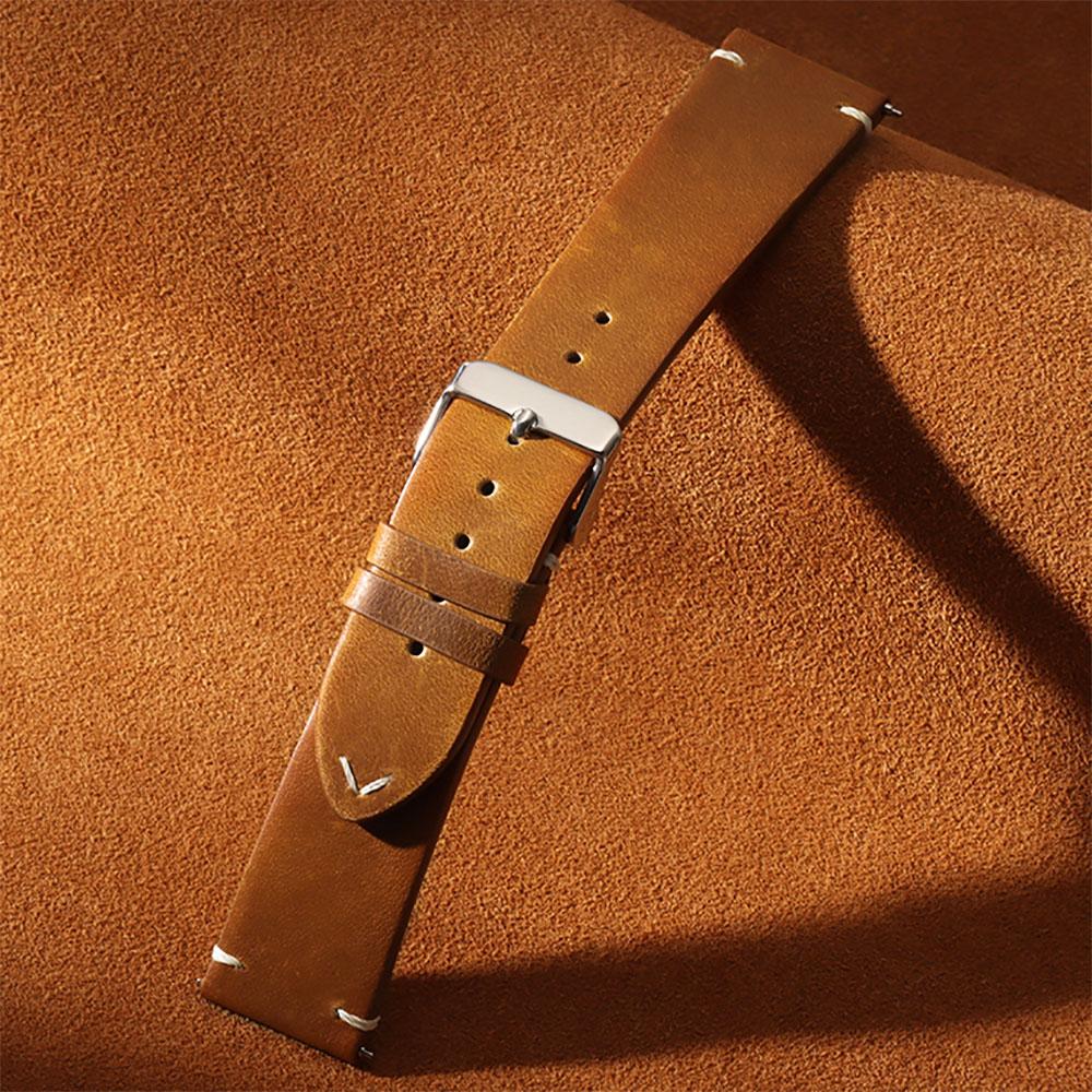 Quick Release Retro Oil Wax Genuine Leather Watchband Calfskin Strap for Seiko for Omega Watchband 18mm 19mm 20mm 21mm 22mm 24mm