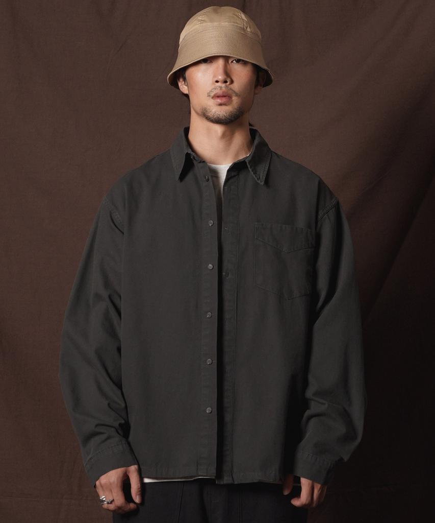 PERSTEP Salt Fade Washed Oversized Shirt Moss Green Smls4735