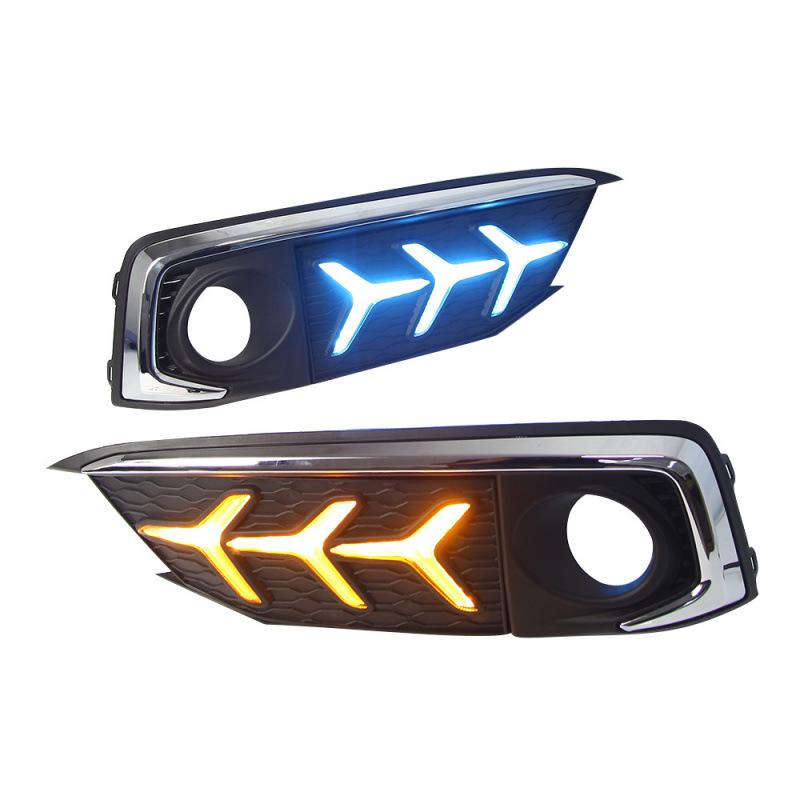 Compatible with 19-20 Honda Civic Fishbone-Style LED DRL Fog Lights