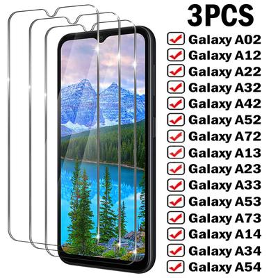 3Pcs Full Screen Protectors For Samsung Galaxy A12 A22 A32 A52S  A13 A33 On Samsung A53 A72 A73 A54 A14 A24 A34 Tempered Glass
