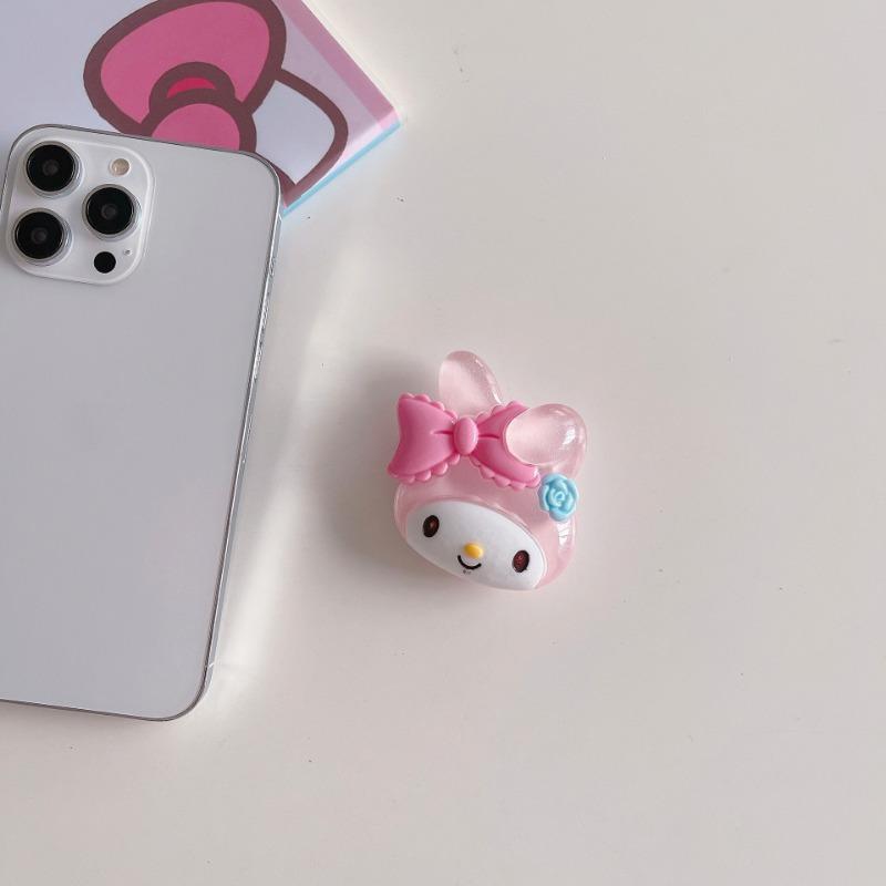 Glow-in-the-dark Sanrio Mobile Phone Air Cushion Stand Kurome Melody Back Sticker Telescopic Stand Desktop TV Drama Artifact