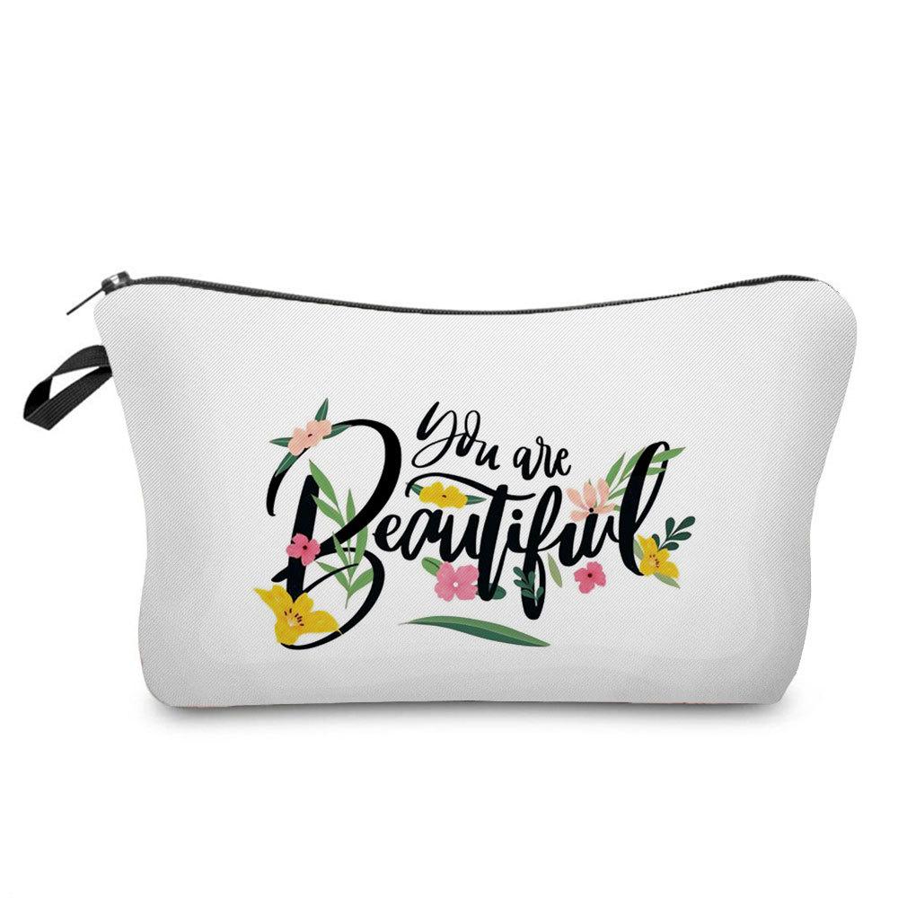 Women Flower Print Cosmetic Bag Toiletries Organize Travel Storage Case 6778