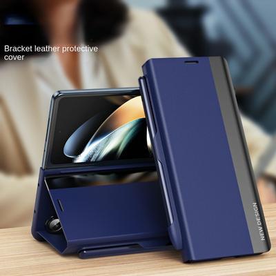 Elektroplaterowany Uchwyt na Długopis Gniazdo Taśma Etui na Telefon dla Samsung Galaxy Z Fold 6 5 4 3 Fold6 Fold5 Fold4 Fold3 Magnetyczny Skórzany Pokrowiec