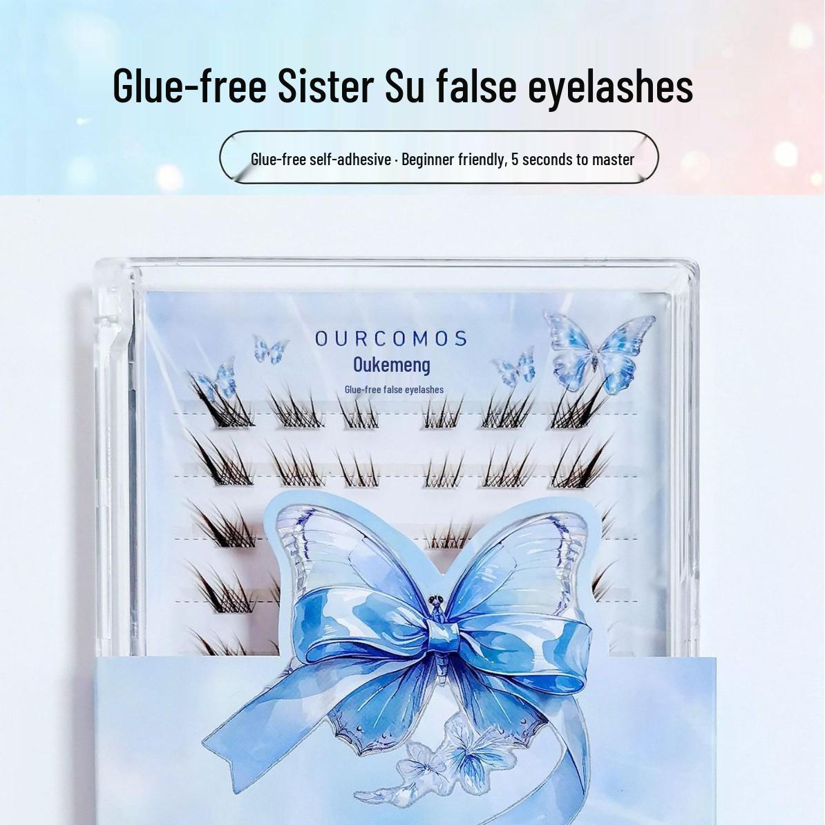 Natural Simulation Glue-Free Stemless Butterfly Camellia Eyelashes Other