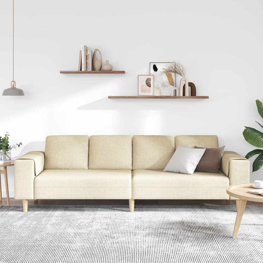 Living Room Sofa Cream 250 x 77 x 76 cm Polyester